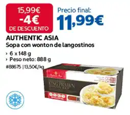 Costco Authentic Asia sopa con wonton de langostinos oferta