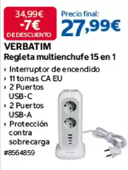 Costco Verbatif Regleta multienchufe 15 en 1 oferta