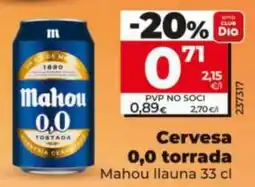 Maxi Dia Mahou cervesa 0,0 torrada oferta
