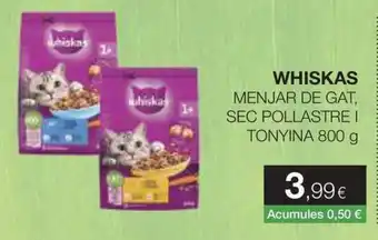 Whiskas menjar de gat, sec pollastre i tonyina