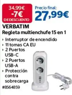 Costco Verbatim - regleta multienchufe 15 en 1 oferta