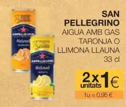 Plusfresc San Pellegrino aigua amb gas taronja o llimona llauna oferta