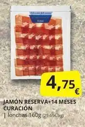 Supermercados MAS Jamón reserva+14 meses curación oferta