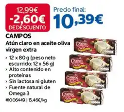 Costco Campos - atun claro en aceite oliva virgen extra oferta