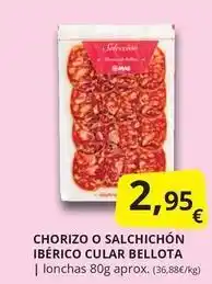 Supermercados MAS Bellota - chorizo o salchichon iberico cular oferta