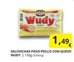 Supermercados MAS Wudy - salchichas pavo-pollo con queso oferta
