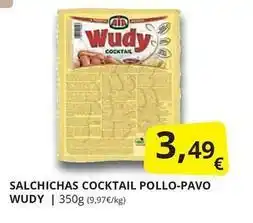 Supermercados MAS Wudy - salchichas cocktail pollo-pavo oferta