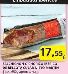 Supermercados MAS Nieto martín - salchichon o chorizo iberico de bellota cular oferta