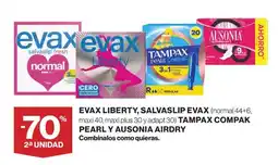 El Corte Inglés Evax evax liberty, salvasilp evax, tampax compak pearl, ausonia airdry oferta