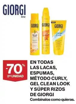 El Corte Inglés Giorgi line lacas espumas método curly gel clean look y súper rizos oferta