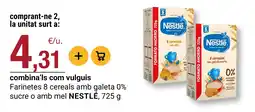 BonpreuEsclat Nestlé farinetes 8 cereales amb galeta 0% sucre o amb mel oferta