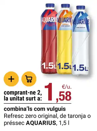 Aquarius refresc zero original, de taronja o préssec