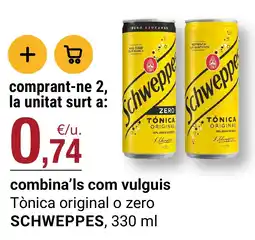 BonpreuEsclat Schweppes Tònica original o zero oferta
