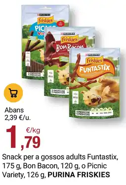 BonpreuEsclat purina friskies snack per a gossos adults funtastix bon bacon picnic variety oferta