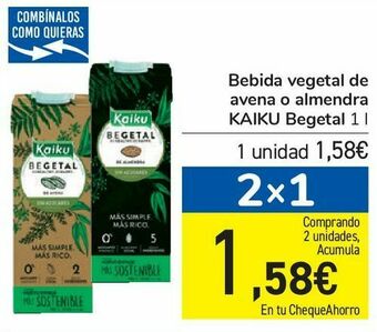 Carrefour Bebida vegetal de avena o almendra kaiku begetal oferta