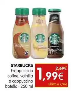 Dicost Starbucks - frappucino coffee vainilla o cappuccino botella oferta