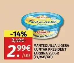Maskom Supermercados Président - mantequilla ligera f.untar tarrina oferta