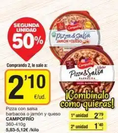 Economy Cash Campofrío - pizza con salsa barbacoa o jamon y queso oferta