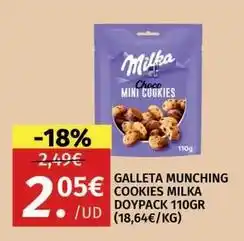 Maskom Supermercados Milka - galleta munching cookies doypack oferta