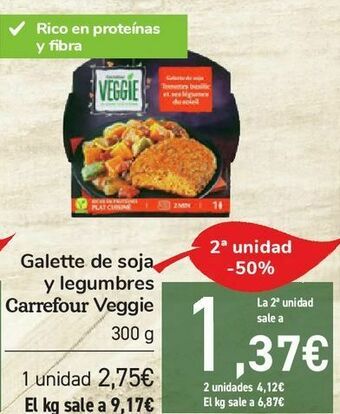 Carrefour Galette de soja y legumbres carrefour veggie oferta