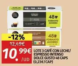 Maskom Supermercados Dolce gusto - lote 3 cafe con leche/espresso intenso oferta