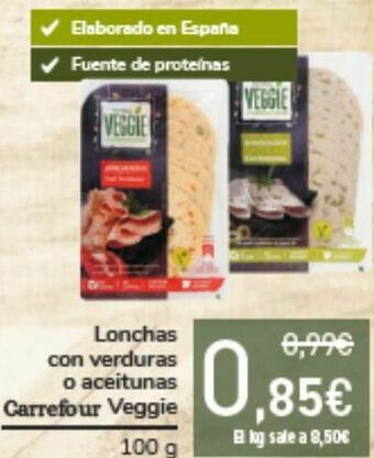 Carrefour Lonchas con verduras o aceitunas carrefour veggie oferta