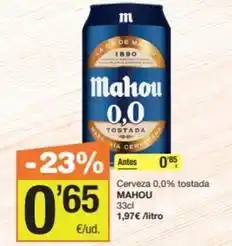 Economy Cash Mahou - cerveza 0,0% tostada oferta