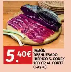 Maskom Supermercados Jamón deshuesado ibérico s. codex 100 gr al corte oferta