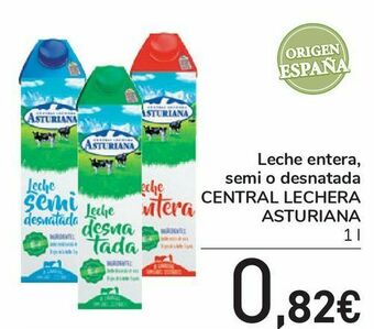Carrefour Leche entera, semi o desnatada central lechera asturiana oferta