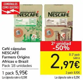 Carrefour Café cápsulas nescafé farmers origins africas o brazil oferta