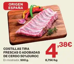 Hipercor Costillas tira frescas o adobadas de cerdo 50% duroc oferta
