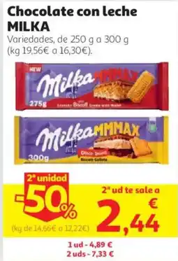 Alcampo Milka chocolate con leche oferta