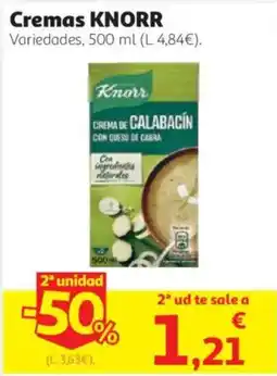 Alcampo Knorr cremas de calabacín con queso de cabra oferta