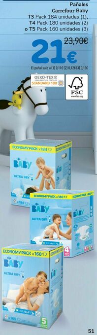 Carrefour Pañales carrefour baby t3, t4 o t5 oferta