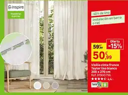 Leroy Merlin Inspire visillo cinta frunce Taylor liso blanco oferta