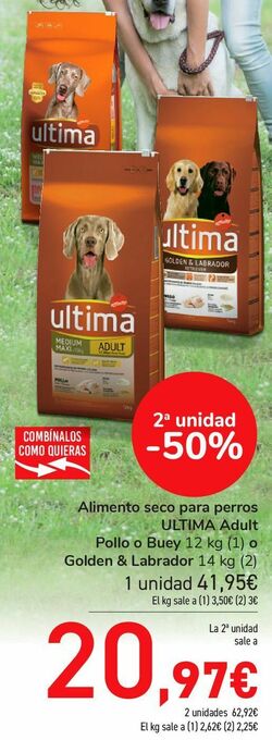 Carrefour Alimento seco para perros ultima adult oferta
