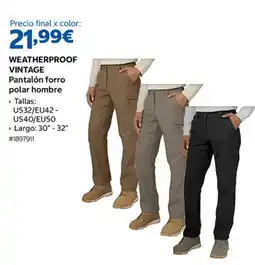 Costco Weatherproof Vintage Pantalón forro polar hombre oferta