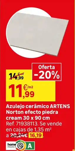 Leroy Merlin Artens azulejo cerámico artens norton efecto piedra cream oferta