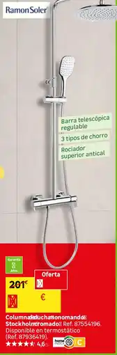 Leroy Merlin RamonSoler columna de ducha con mando Stockholm cromado oferta
