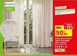Leroy Merlin Inspire visillo cinta frunce Taylor liso beige oferta