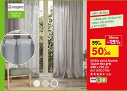 Leroy Merlin Inspire visillo cinta frunce Taylor liso gris oferta