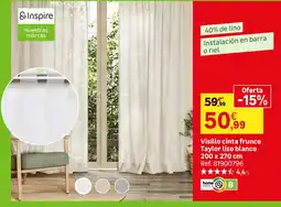 Leroy Merlin Inspire visillo cinta frunce Taylor liso blanco oferta
