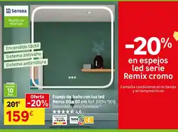 Leroy Merlin Sensea espejo de baño con luz led remix 80 x 80 cm oferta