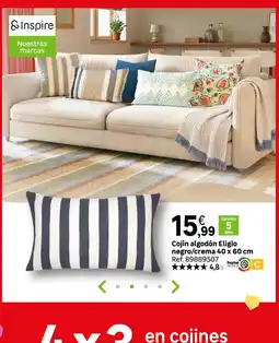 Leroy Merlin Eligio cojín algodón negro/crema oferta