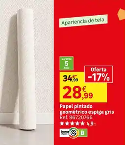 Leroy Merlin Papel pintado geométrico espiga gris oferta