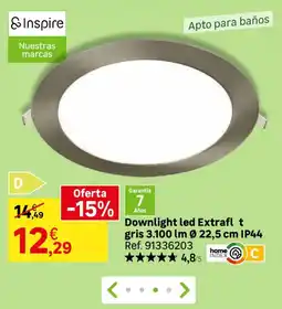 Leroy Merlin Inspire downlight led Extrafl t gris oferta