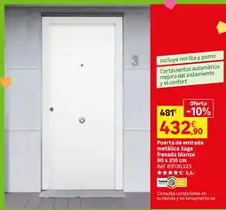 Leroy Merlin Saga puerta de entrada metálica fresada blanco oferta