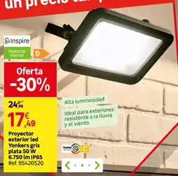 Leroy Merlin Yonkers proyector exterior led gris plata 50 W oferta