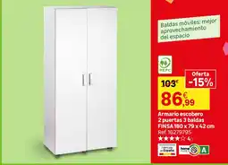 Leroy Merlin Finsa armario escobero 2 puertas 3 baldas oferta