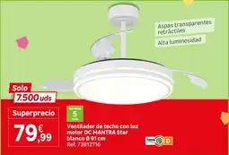 Leroy Merlin Mantra Star ventilador de techo con luz motor DC blanco Ø 91 cm oferta